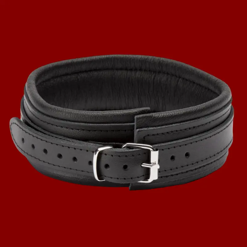 DARKLINE Lederhalsband gepolstert, 50 mm, zentraler D-Ring | Dark-Ink