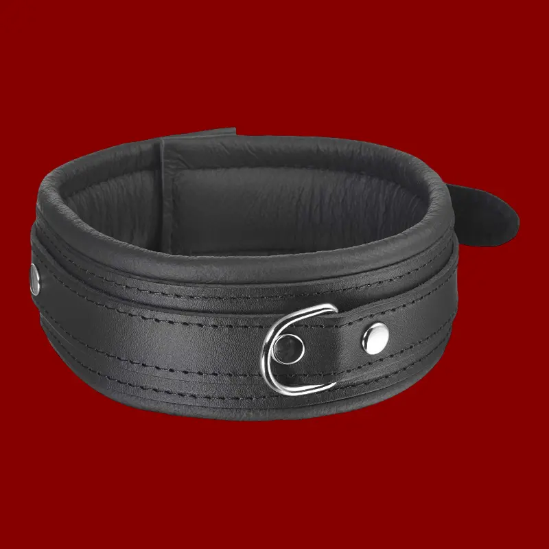 Collar cuero acolchado DARKLINE, 50 mm, anilla en D | Dark-Ink