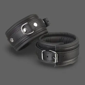 Menottes cuir rembourré DARKLINE, 50 mm, noir | Dark-Ink