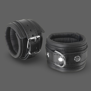 Esposas Acolchadas Tobillos – Negro/Negro – Cuero | Dark-Ink