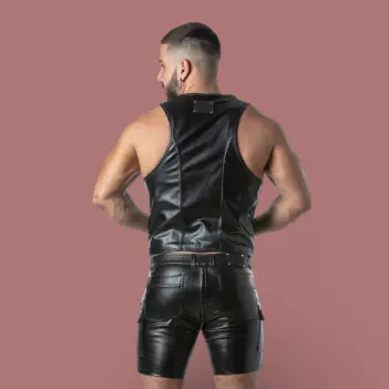 Locker Gear Rub It Fetisch Weste, perforiertes Kunstleder | Dark-Ink