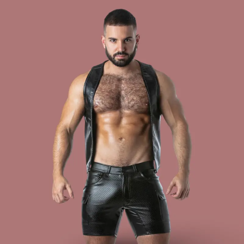 Locker Gear Rub It Fetisch Weste, perforiertes Kunstleder | Dark-Ink