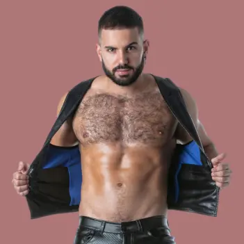 Vest fetish Locker Gear Rub It, simili cuir perforé | Dark-Ink