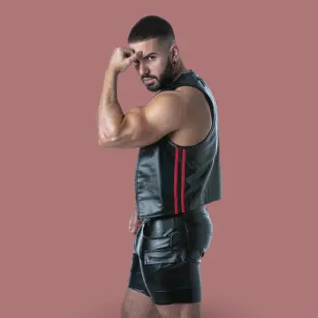 Locker Gear Rub It Fetisch Weste, perforiertes Kunstleder | Dark-Ink