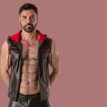 Locker Gear Rub It Sleeveless Hoodie, stretch leatherette | Dark-Ink