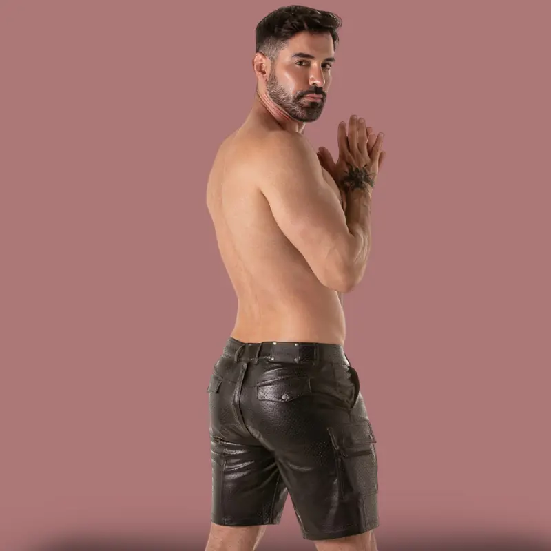 Short cargo fetish Locker Gear Rub It loose fit, polipiel | Dark-Ink
