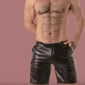 Short cargo fetish Locker Gear Rub It loose fit, polipiel | Dark-Ink