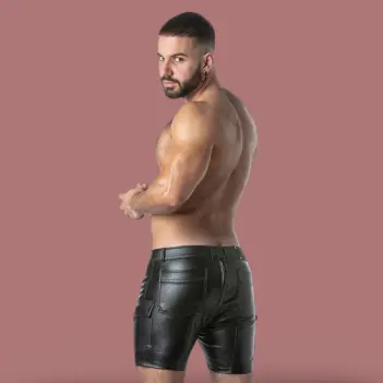 Short cargo Locker Gear Rub It, simili cuir perforé | Dark-Ink