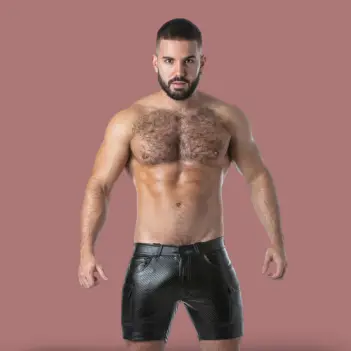 Short cargo Locker Gear Rub It, simili cuir perforé | Dark-Ink
