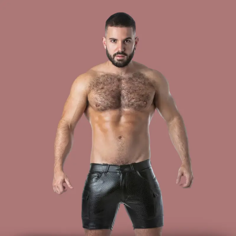 Short cargo Locker Gear Rub It, simili cuir perforé | Dark-Ink