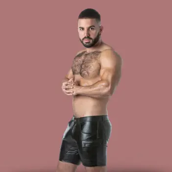 Short cargo Locker Gear Rub It, simili cuir perforé | Dark-Ink