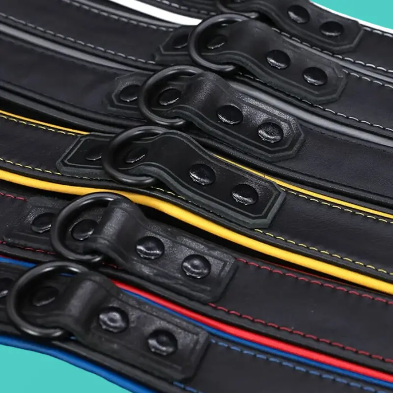 Collar de cuero Hardline Mr S Leather, herrajes negros | Dark-Ink