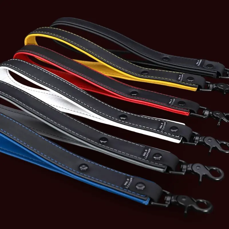 Mr S Leather Hardline short leather leash, 11 colors | Dark-Ink