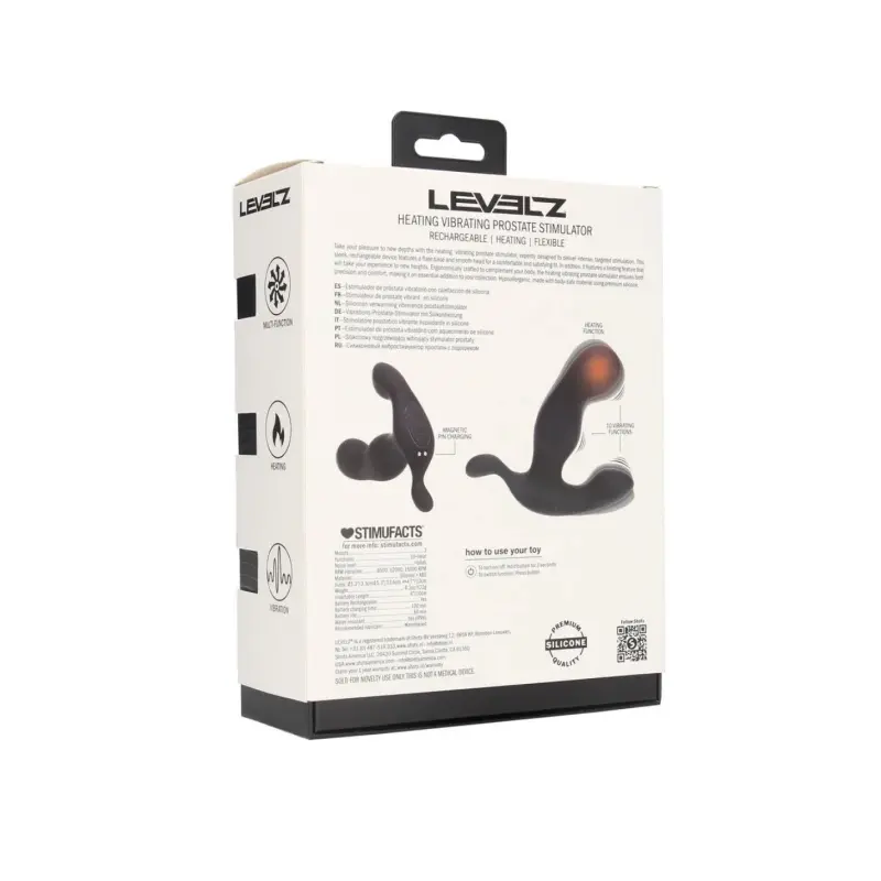 LEVELZ Heating Vibrating Silicone Prostate Massager Black | Dark-Ink