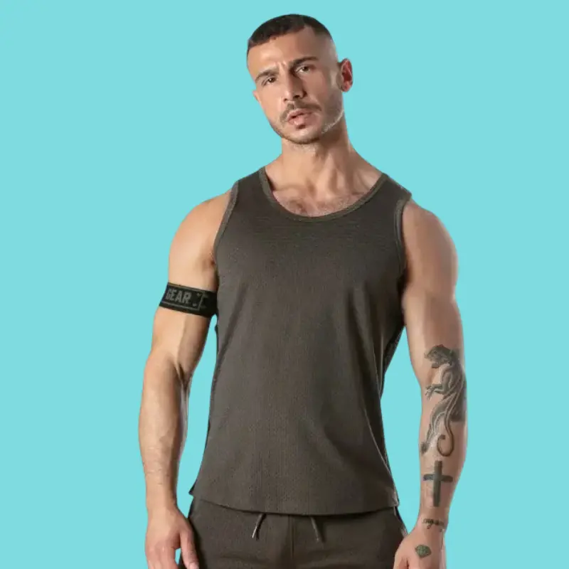 Débardeur mesh Locker Gear Sport Stripe, bandes latérales | Dark-Ink