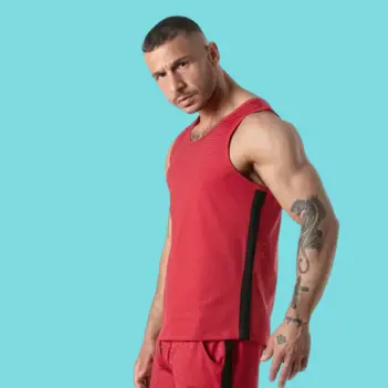Débardeur mesh Locker Gear Sport Stripe, bandes latérales | Dark-Ink