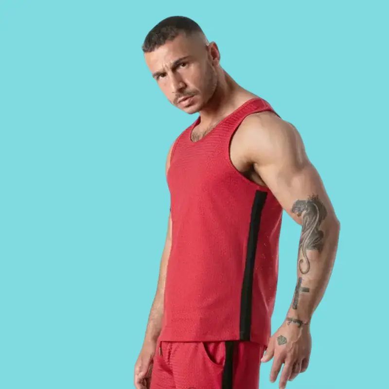 Débardeur mesh Locker Gear Sport Stripe, bandes latérales | Dark-Ink