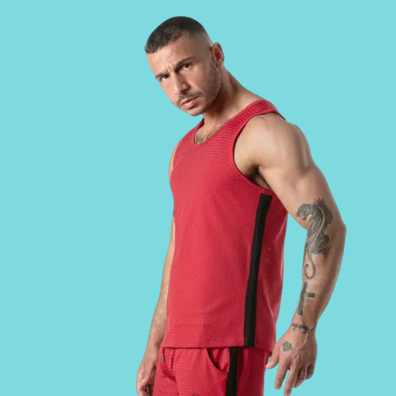 Sport mesh stripe tanktop