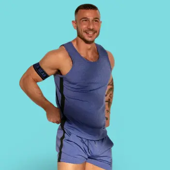 Débardeur mesh Locker Gear Sport Stripe, bandes latérales | Dark-Ink