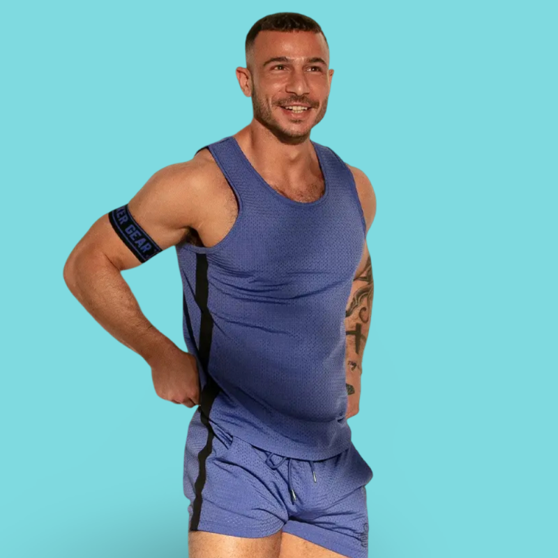 Sport mesh stripe tanktop