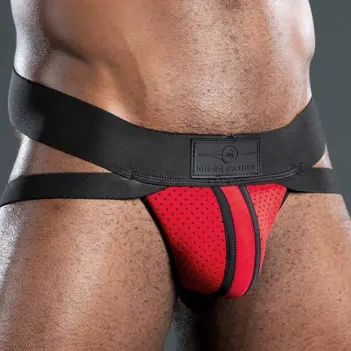 Jockstrap néoprène Mr S Leather Neo Air Mesh, anneaux D | Dark-Ink