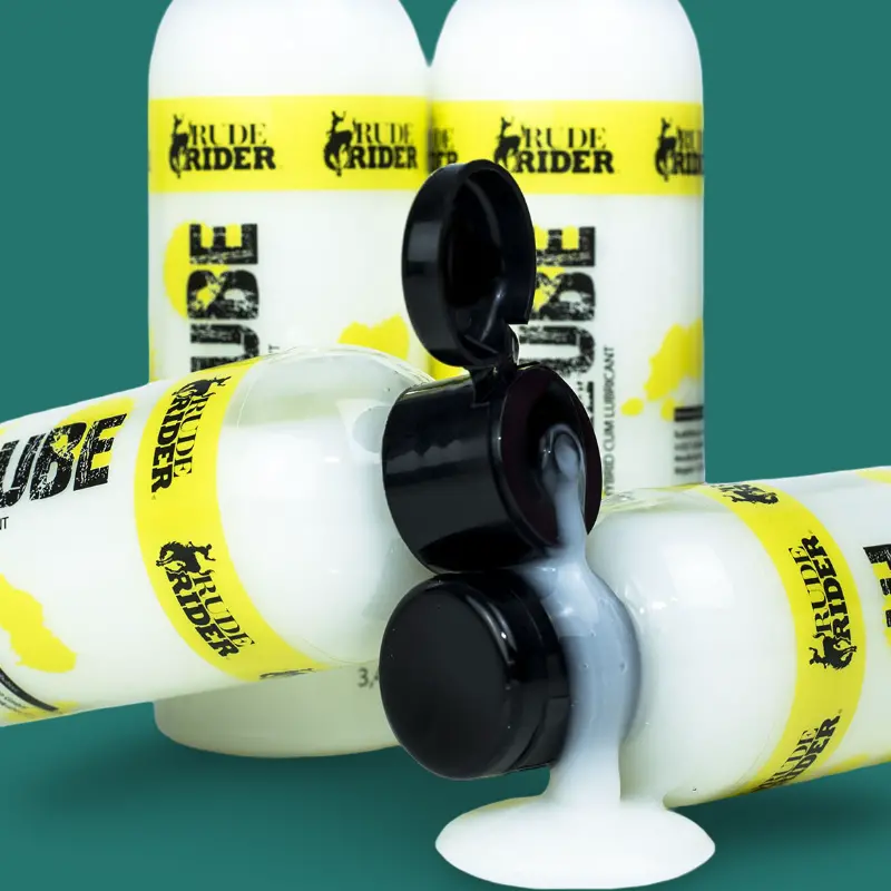 Lubrifiant cum lube hybride Rude Rider, texture réaliste | Dark-Ink