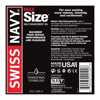 Swiss Navy Max Size Penispflegegel, Butea Superba | Dark-Ink
