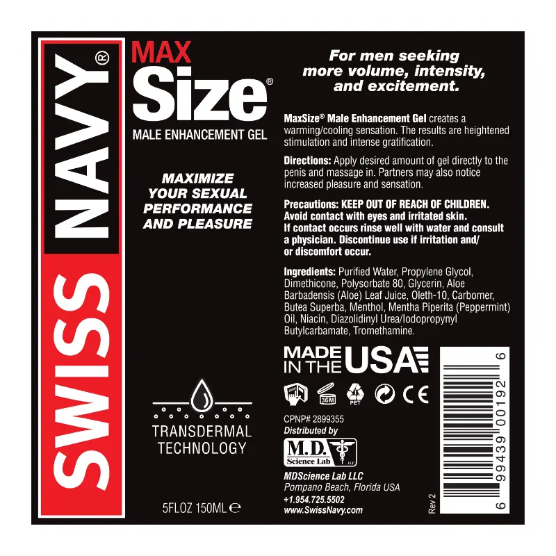 Swiss Navy Max Size Penispflegegel, Butea Superba | Dark-Ink