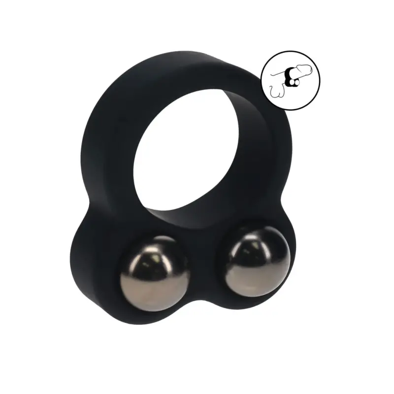 Cockring lesté LEVELZ Double Weighted Ball silicone liquide | Dark-Ink