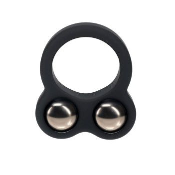 Liquid Silicone Double Weighted Ball Cockring - Black