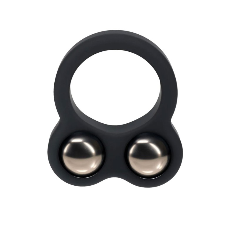 Liquid Silicone Double Weighted Ball Cockring - Black