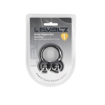 Liquid Silicone Double Weighted Ball Cockring - Black