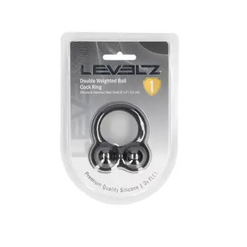 Cockring lesté LEVELZ Double Weighted Ball silicone liquide | Dark-Ink