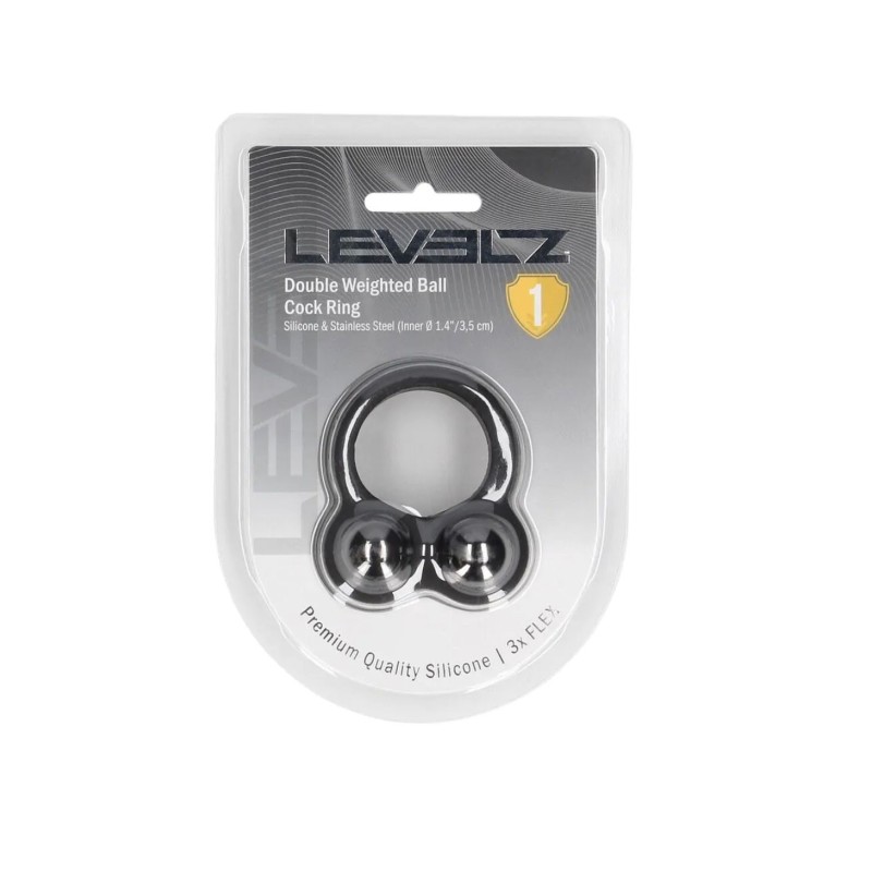 Liquid Silicone Double Weighted Ball Cockring - Black