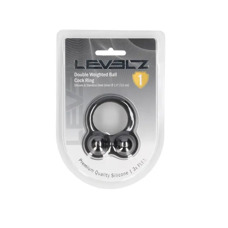 Cockring lesté LEVELZ Double Weighted Ball silicone liquide | Dark-Ink