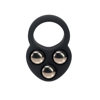 Liquid Silicone Triple Weighted Ball Cockring - Black