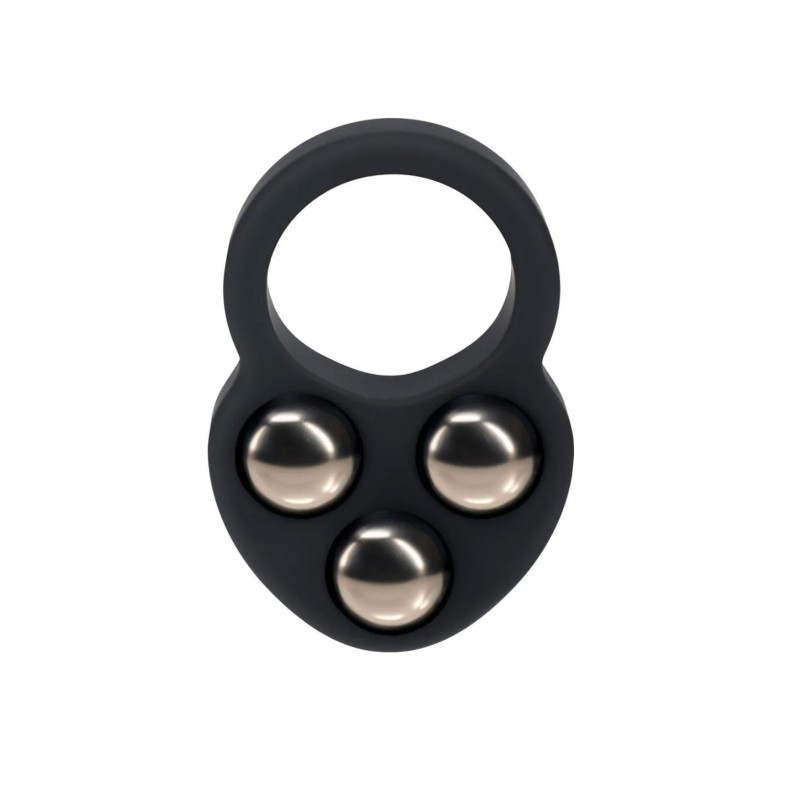 Liquid Silicone Triple Weighted Ball Cockring - Black