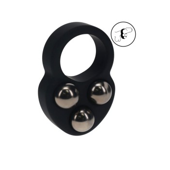 Liquid Silicone Triple Weighted Ball Cockring - Black