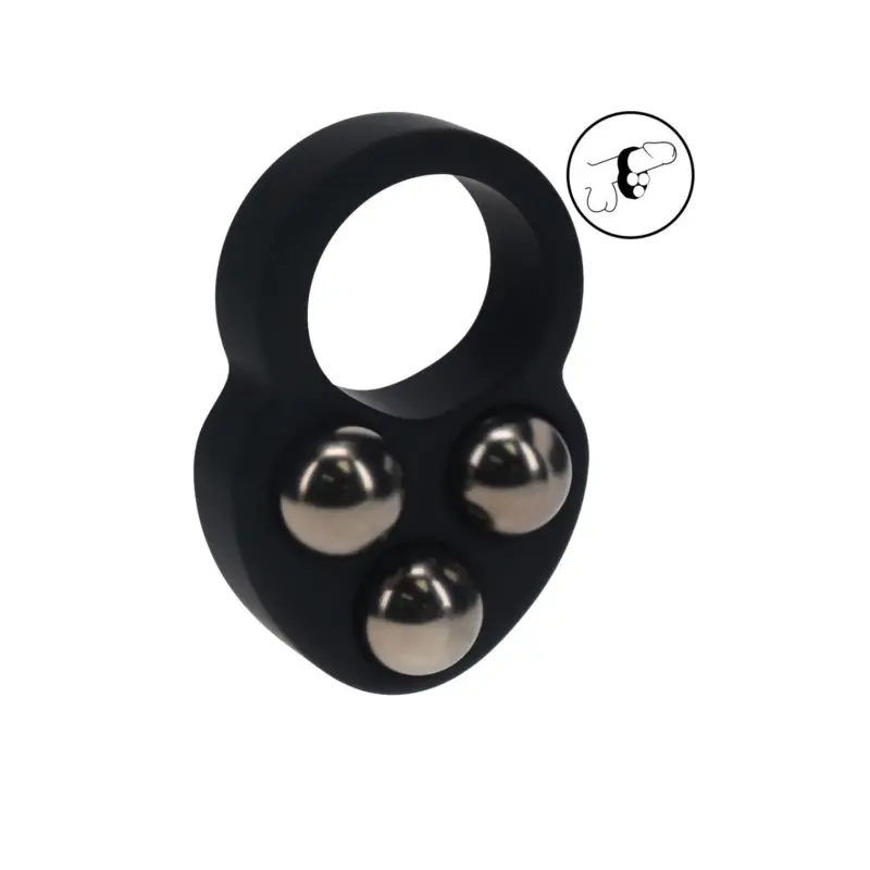 Cockring lesté LEVELZ Triple Weighted Ball silicone liquide | Dark-Ink