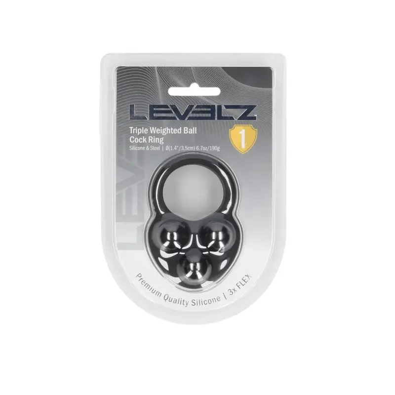 Cockring lesté LEVELZ Triple Weighted Ball silicone liquide | Dark-Ink