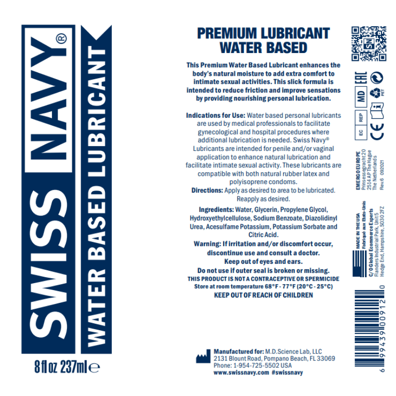 Swiss Navy Premium Water-Based Lubricant – Lubricante a base de agua