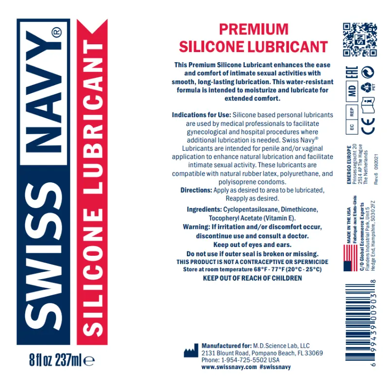 Lubricante de silicona Swiss Navy, bomba waterproof | Dark-Ink