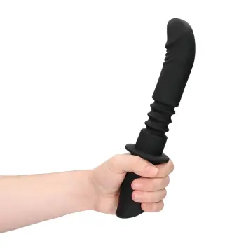 OUCH! Thrusting Dildo, Vibrating, 13 Speed Modes, Silicone | Dark-Ink