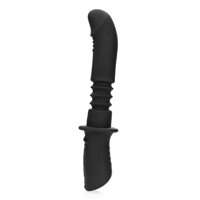 OUCH! Thrusting Dildo, Vibrating, 13 Speed Modes, Silicone | Dark-Ink