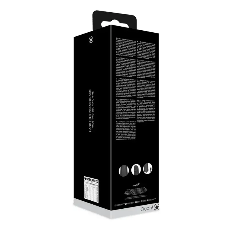OUCH! Thrusting Dildo, Vibrating, 13 Speed Modes, Silicone | Dark-Ink