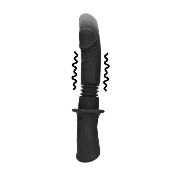OUCH! Thrusting Dildo, Vibrating, 13 Speed Modes, Silicone | Dark-Ink