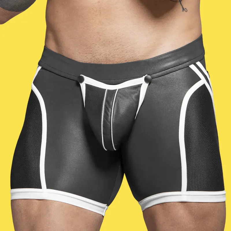 Short biker fetish RØK Rebel Skin, pouch desmontable | Dark-Ink
