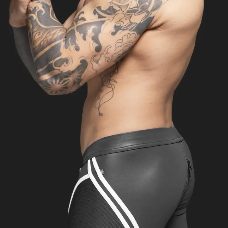 Short biker fetish RØK Rebel Skin, pouch desmontable | Dark-Ink