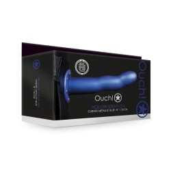 Hollow strap-on curved metallic blue 8" / 20cm