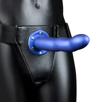 Arnés strap-on hueco OUCH! curvado 20 cm, azul | Dark-Ink